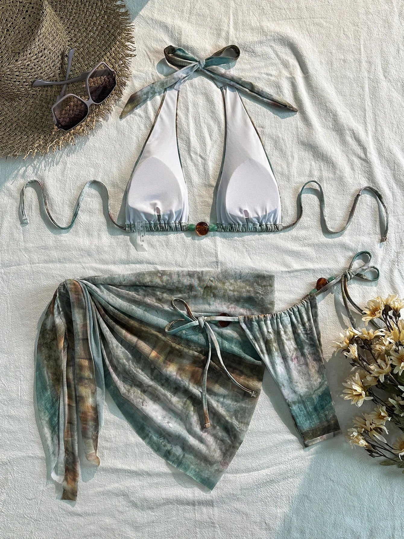 Vintage Green Tie Dye Gradient Bikini Set