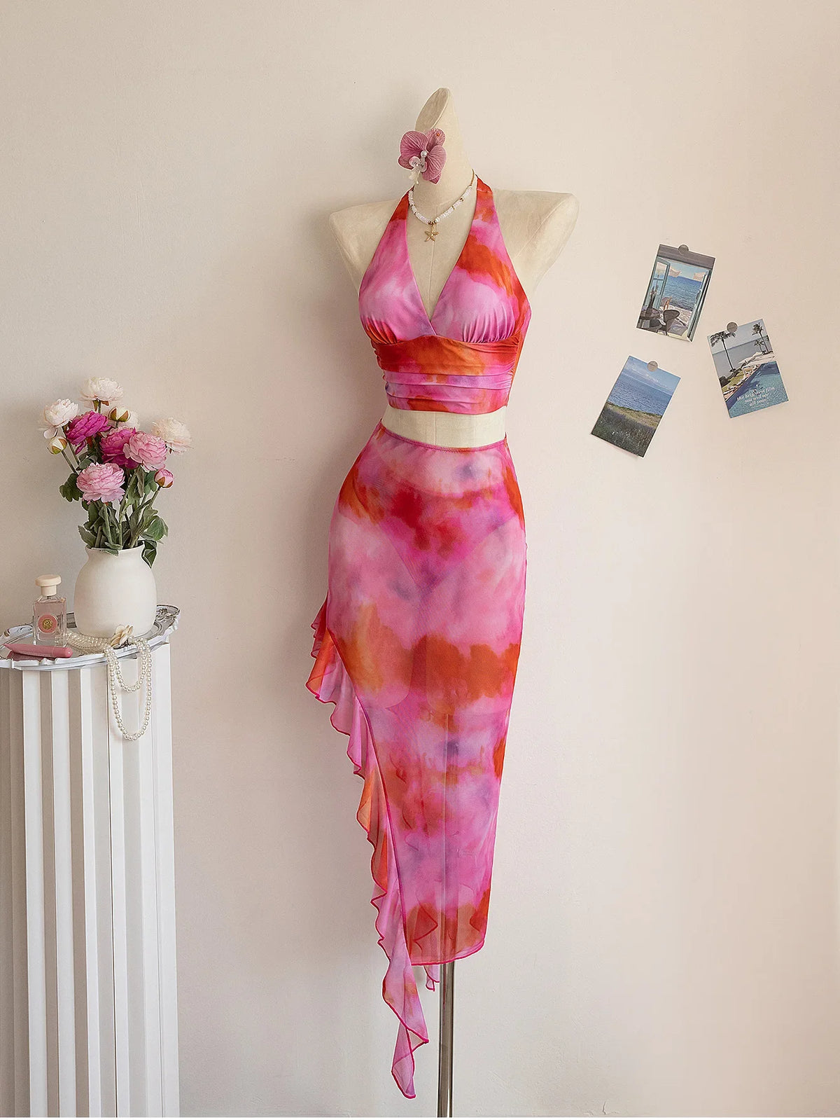 Pink Tie Dye Gradient Bikini Set