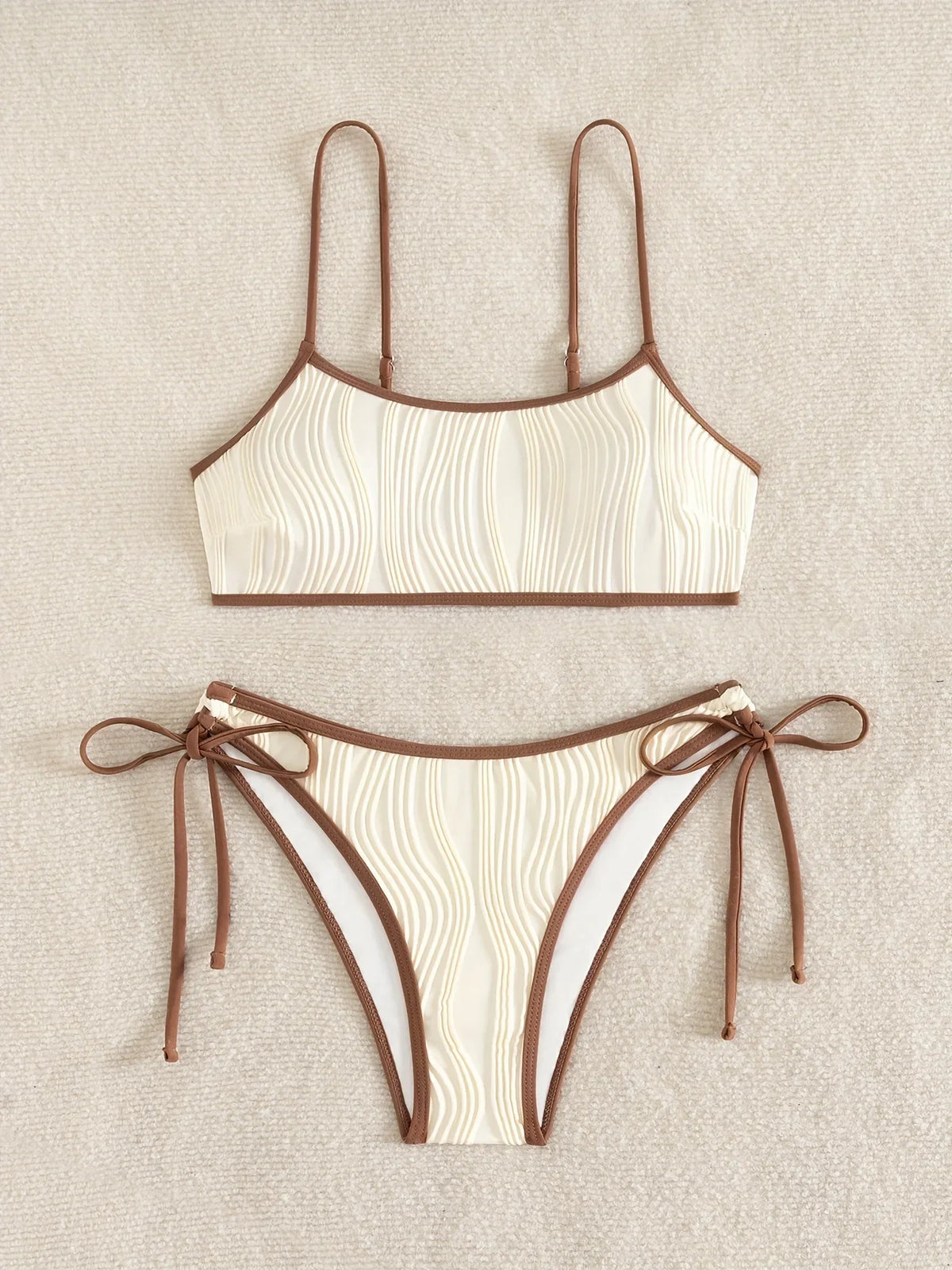 Sexy Beige Patchwork Bikini Set