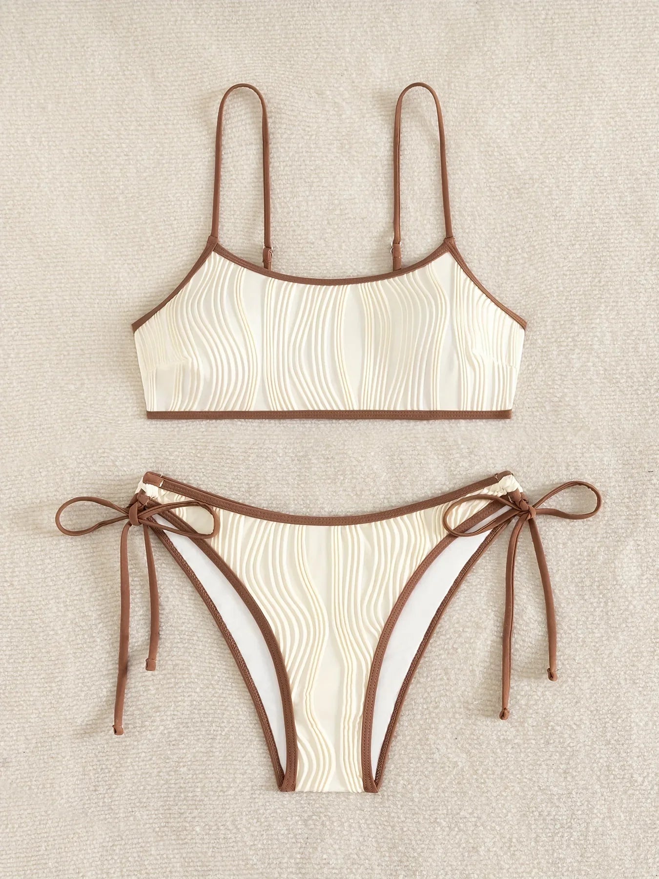 Sexy Beige Patchwork Bikini Set