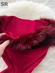 Elegant Off Shoulder Red Dress