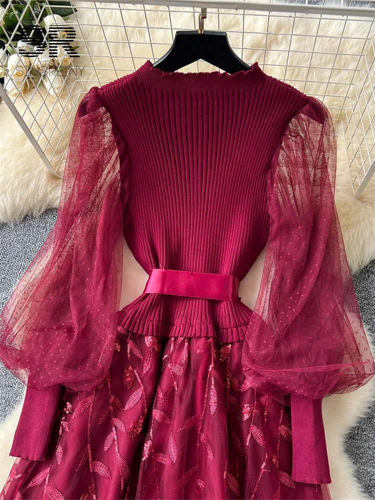 Autumn Embroidery Party Evening Dress