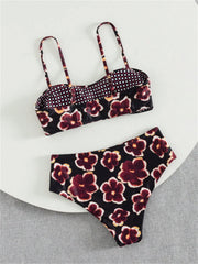 Sexy Purple Floral Print Bikini Set