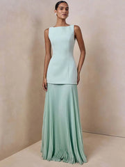 Elegant Pleated Long Dress