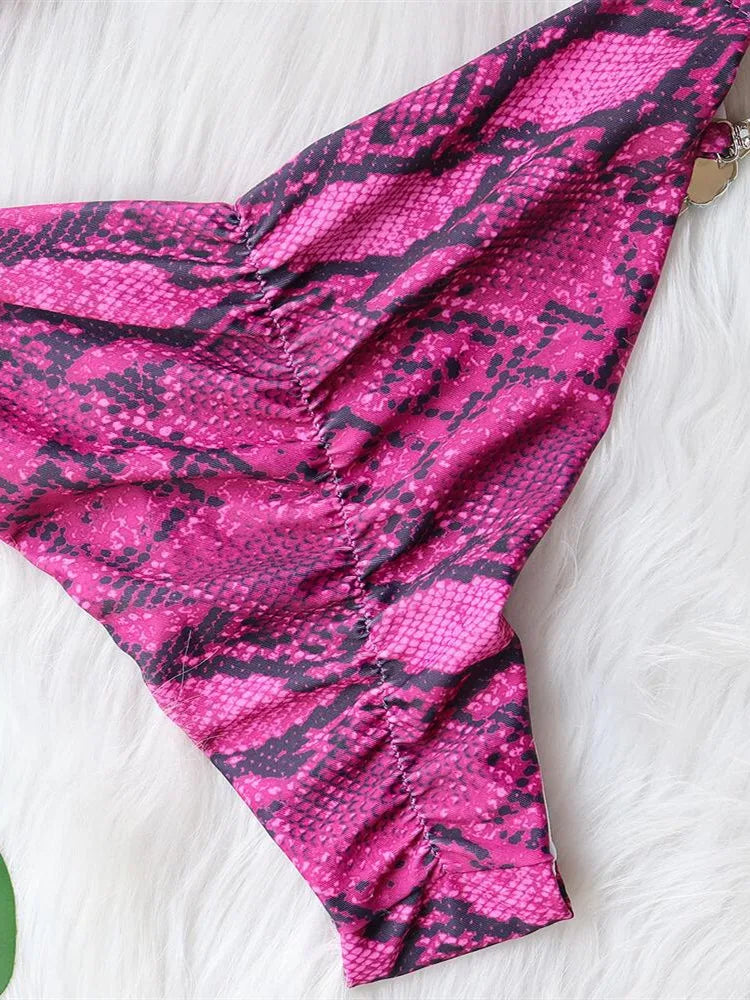 Sexy Purple Snakeskin Print Bikini