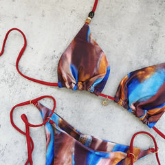 Sexy Blue Tie Dye Gradient Micro Bikini