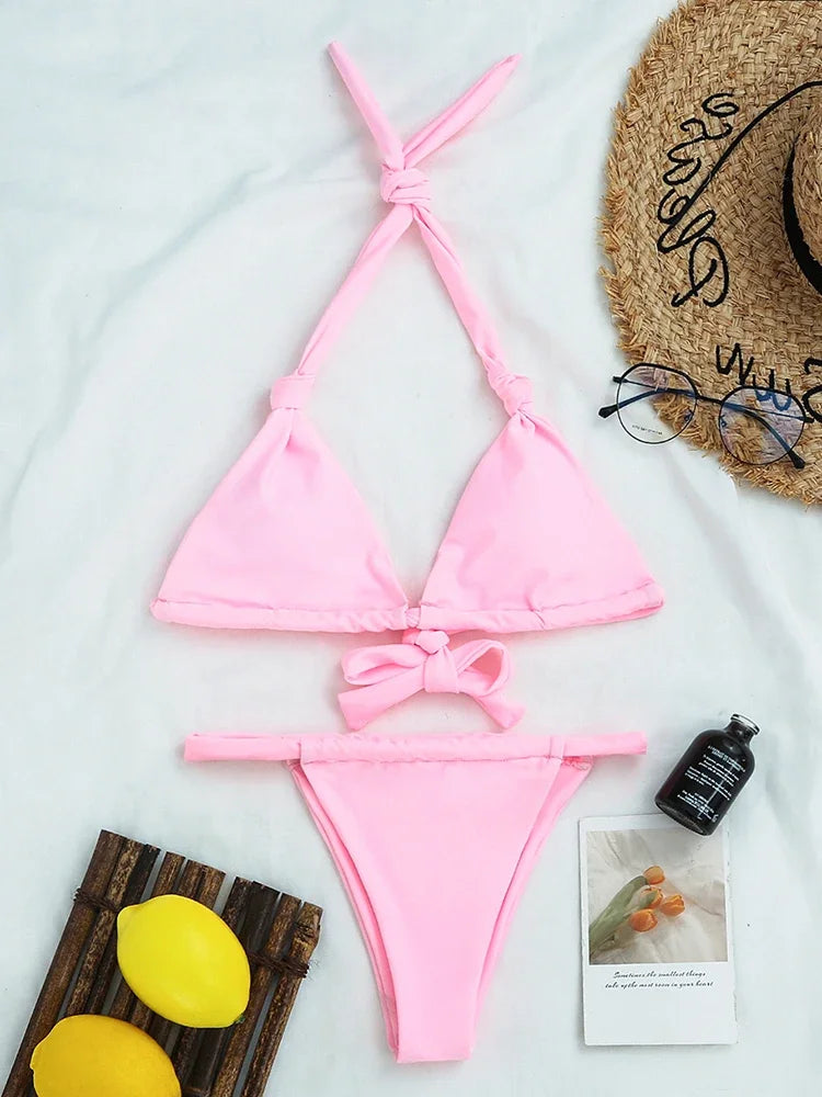 Sexy Halter Knot Micro Bikini