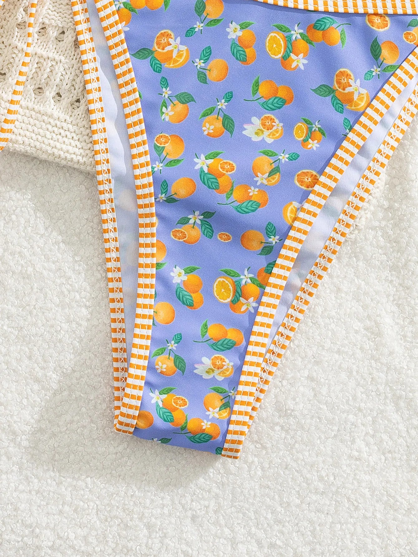 Sexy Blue Fruit Print Bikini Set