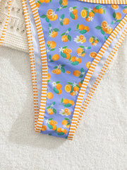 Sexy Blue Fruit Print Bikini Set