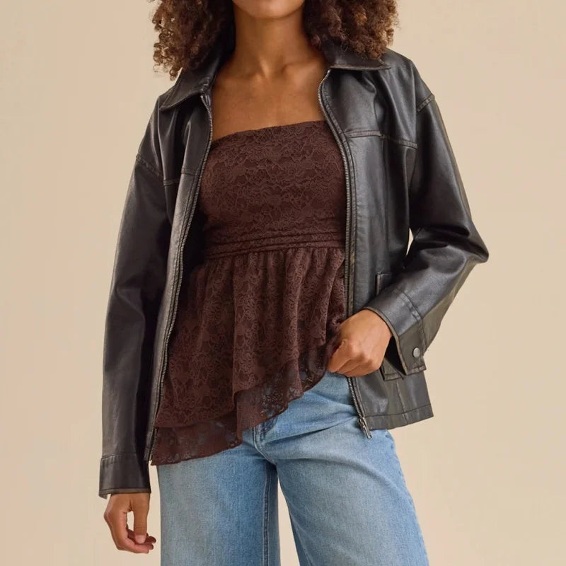 Off the Shoulder Lace Babydoll Tube Top