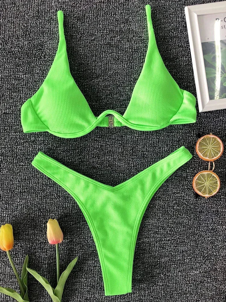 High Cut V-bar Underwired Bikini