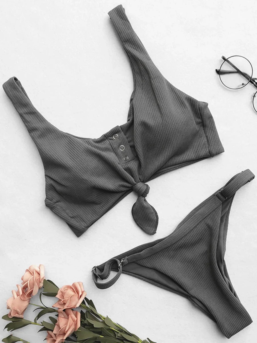 Knotted Ribbed Bikini