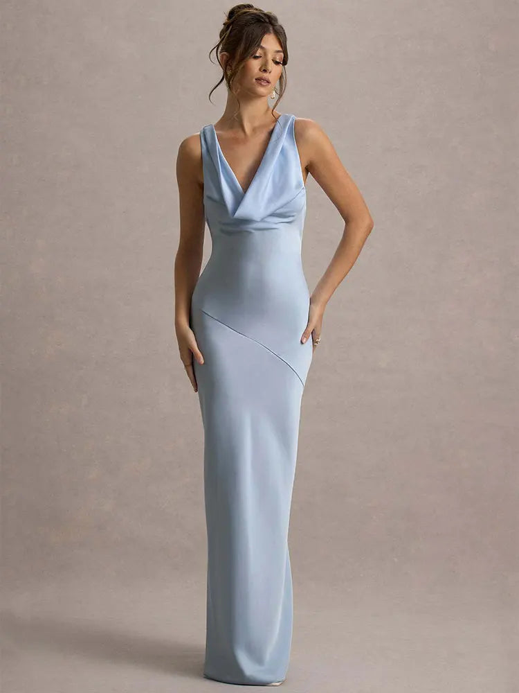 Satin Elegant Maxi Evening Dress