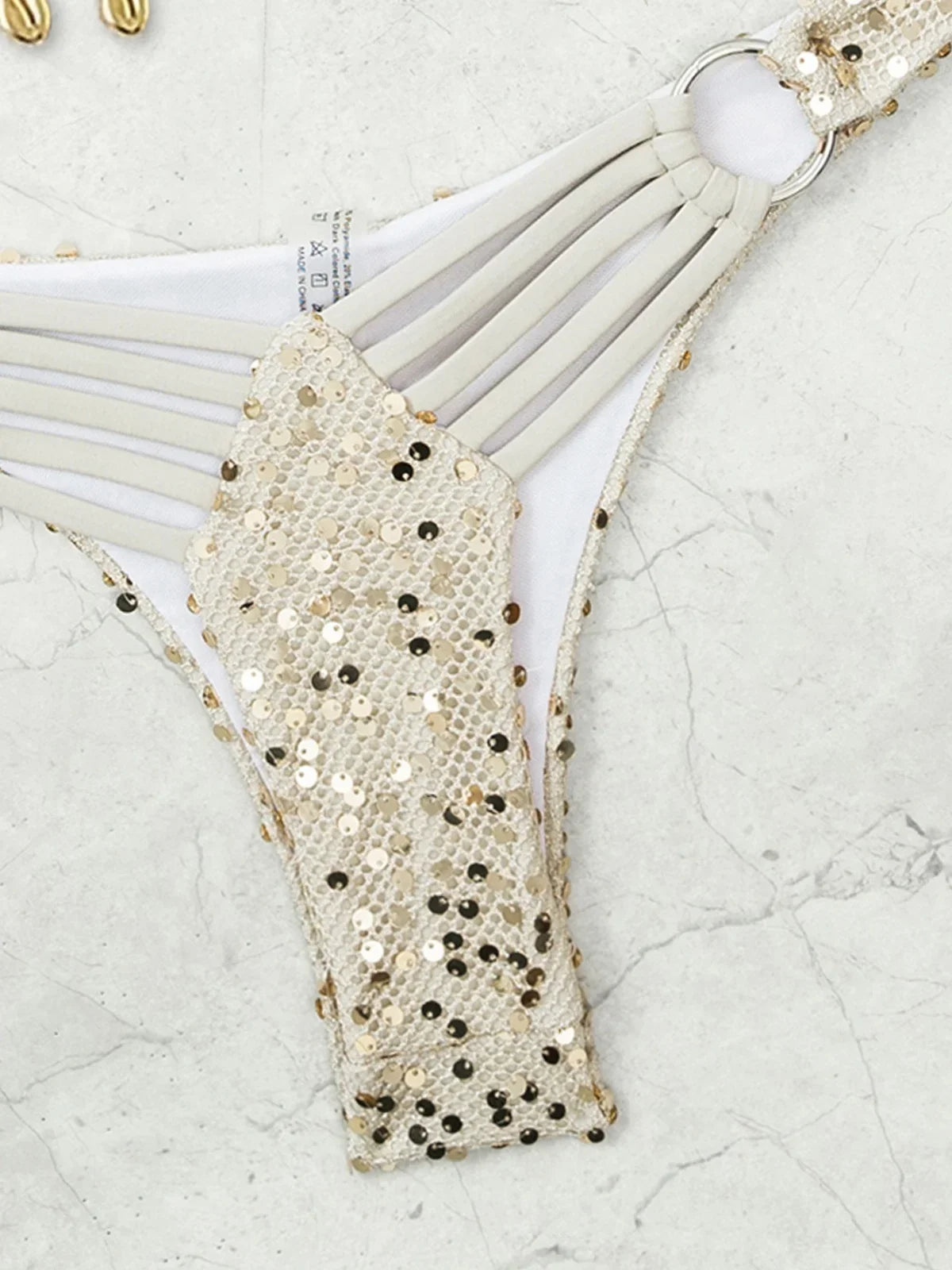 Luxury Sequin Beige Bikini Set