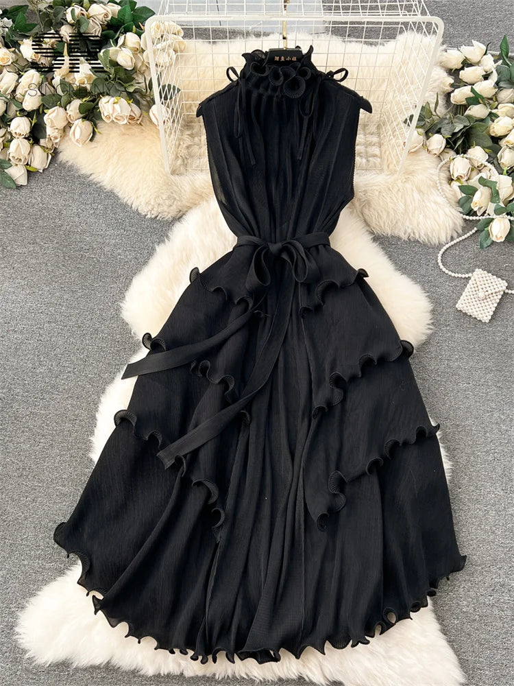 Sleeveless Ruffles Loose Long Dress