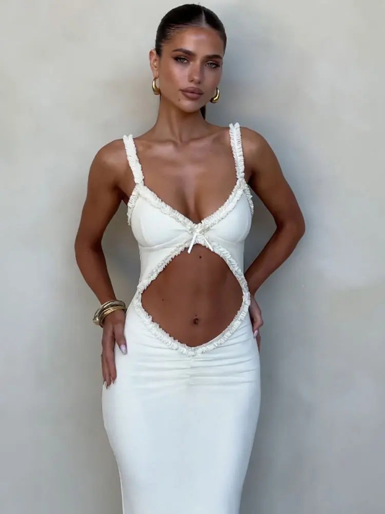 Hollow Out Backless Long Dress