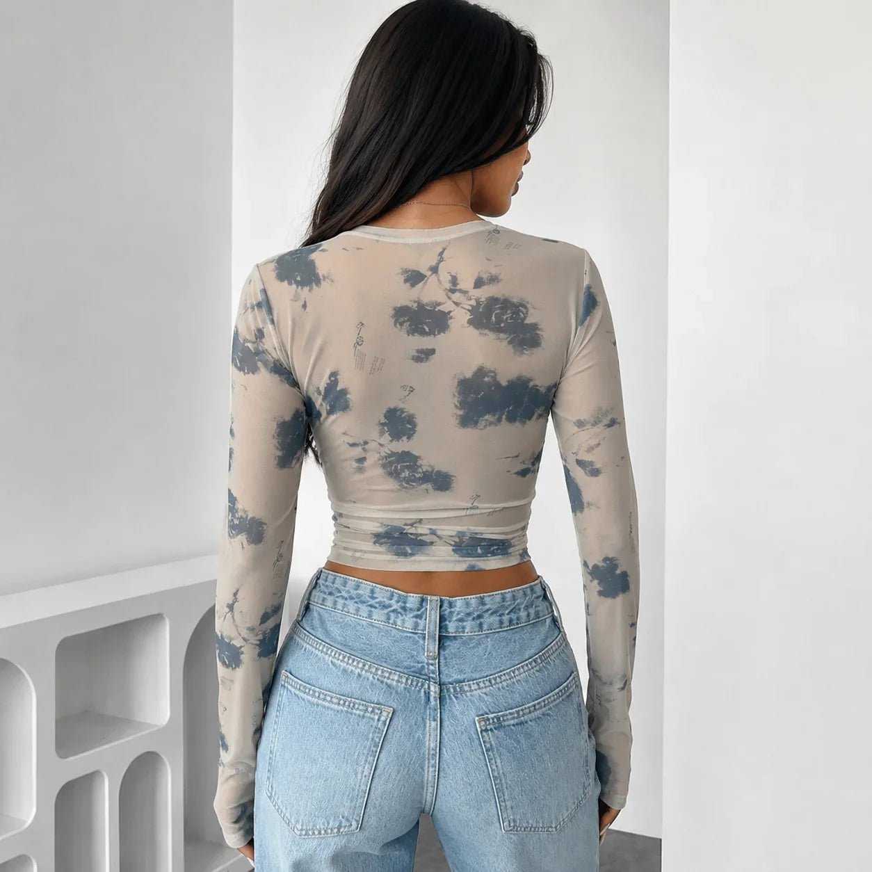 EOENKKY Women's Sheer Mesh Crop Top