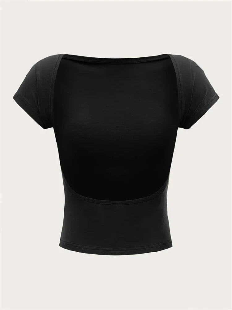 Short Sleeve Solid Color Crop Top