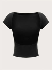 Short Sleeve Solid Color Crop Top