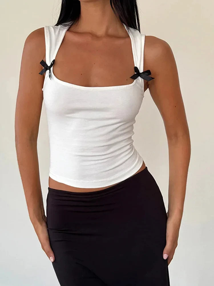 Y2K Women'S Bow Tie-Up Tank Tops
