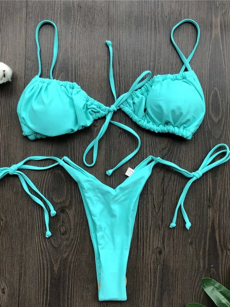 Sexy Ruffle Frilled Micro Thong Bikini