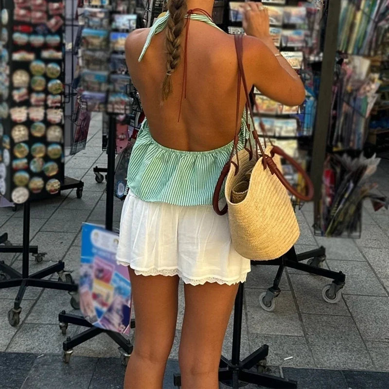 Bohemian Plaid Babydoll Tank Tops