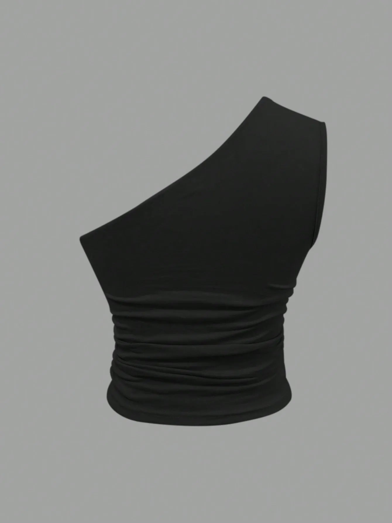 One Shoulder Ruched Crop Tank Top