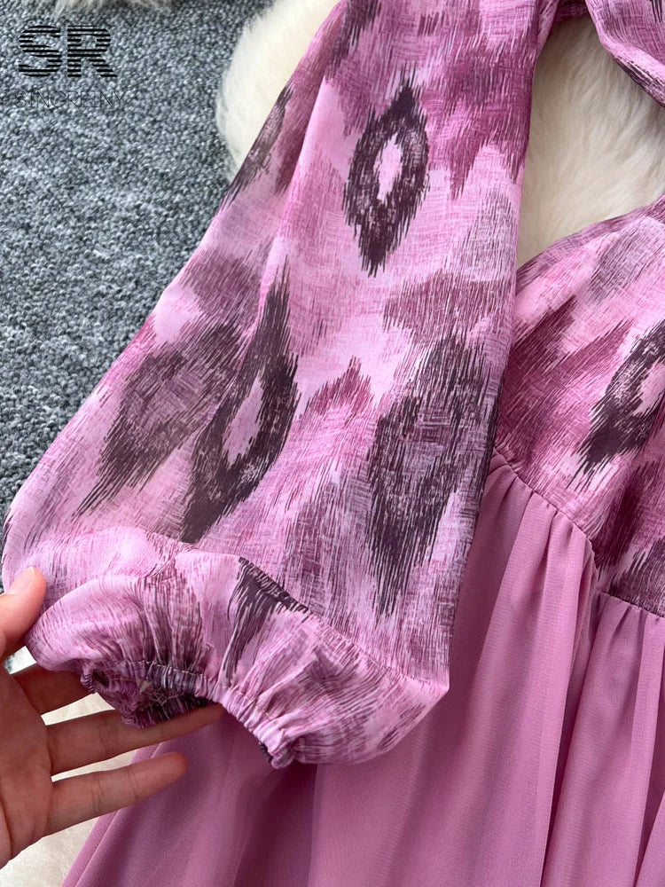 Elegant Vintage Print Dress