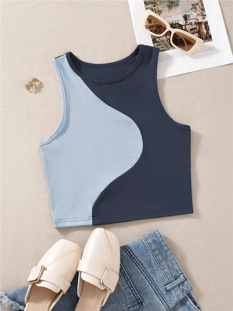 Women's Cute Preppy Style Patchwork Tank Top
