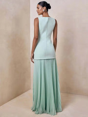 Elegant Pleated Long Dress