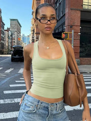 Square Collar Sleeveless Bodycon Crop tank Top