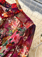 Vintage Print Chiffon Dress