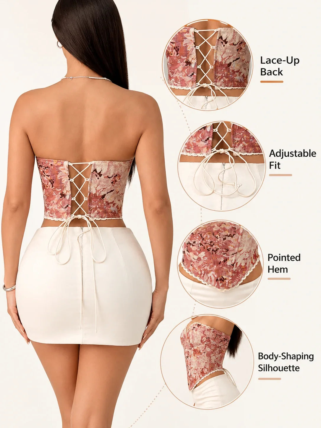 Womens Jacquard Corset Bustier Top