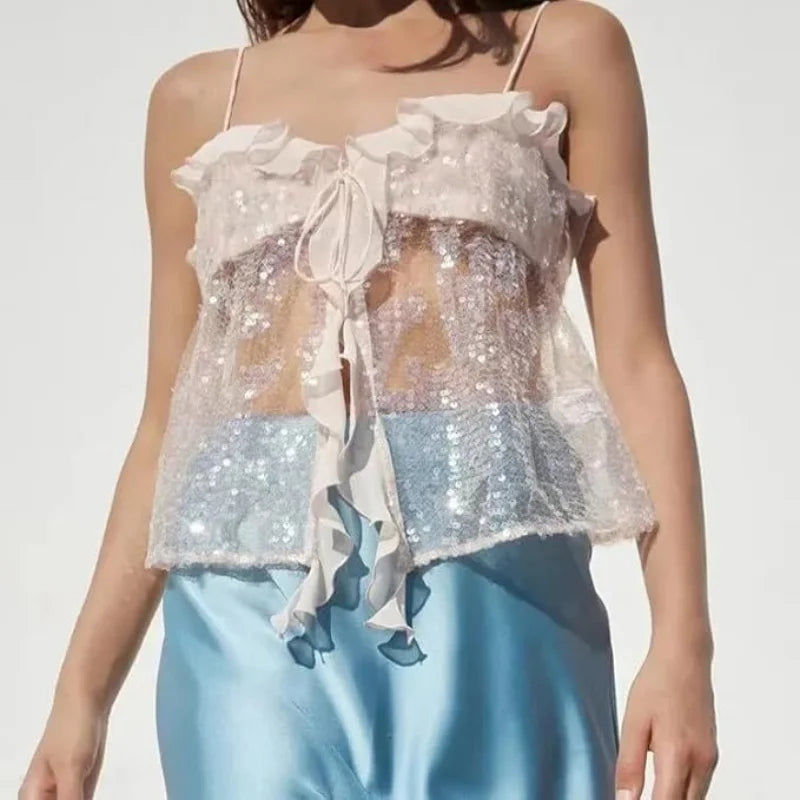 Backless Sling Crop Shirt Blouse Tops