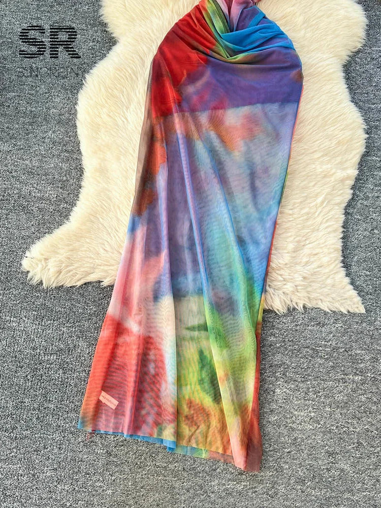 Colorful Gradient Mesh Dress