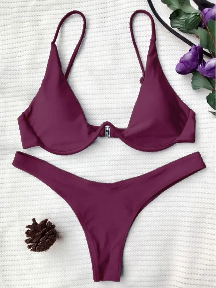 High Cut V-bar Underwired Bikini
