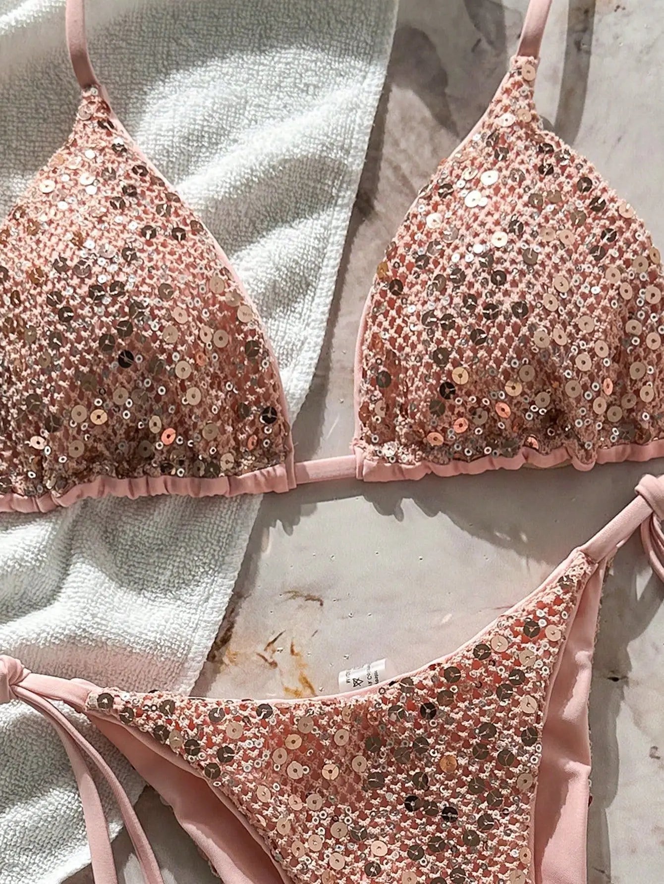 Shiny Sequin Pink Micro Bikini
