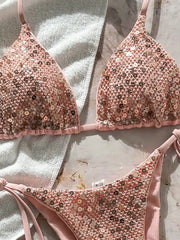 Shiny Sequin Pink Micro Bikini