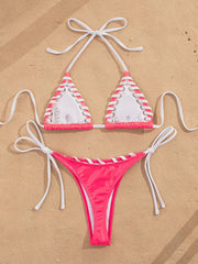 Sexy Pink Patchwork Micro Bikini Set