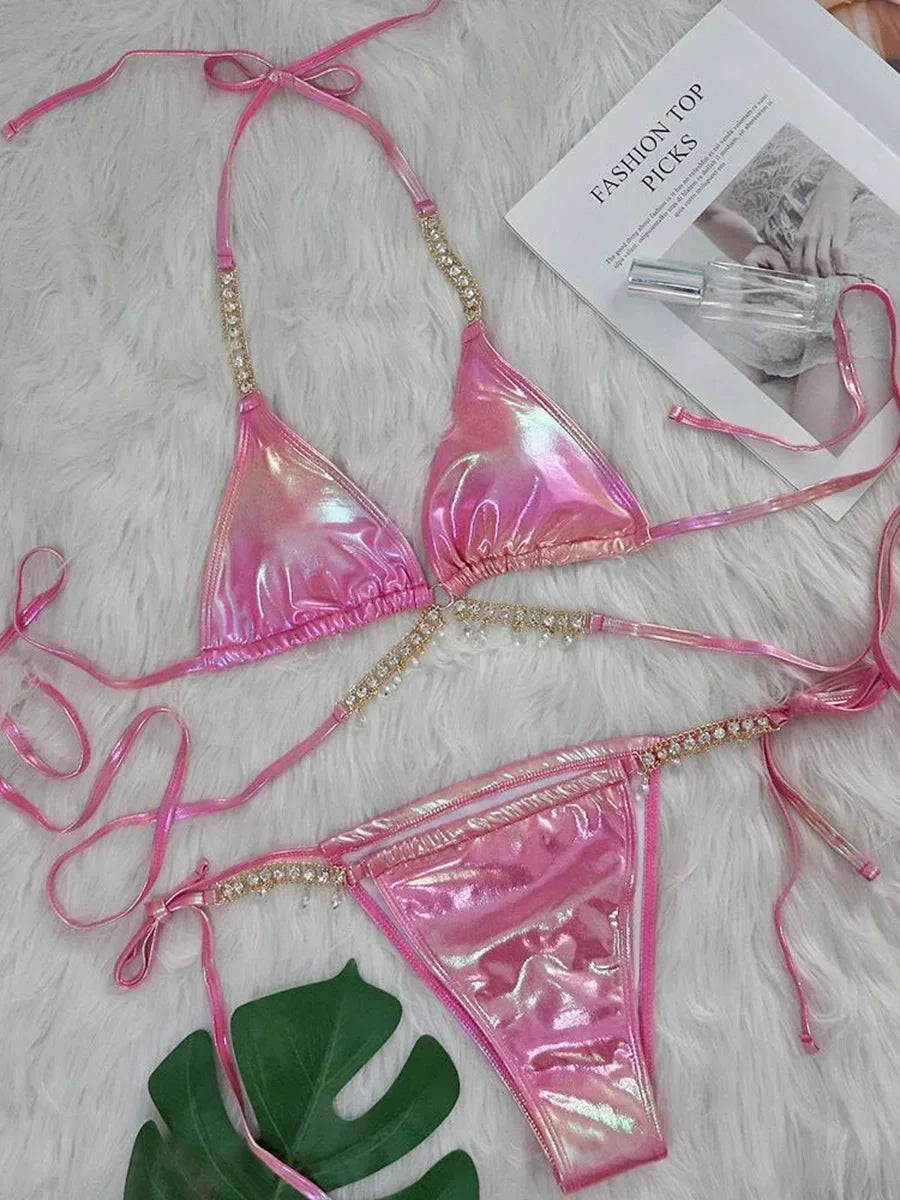 PU Faux Leather Bikini