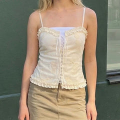 Coquette Lace-Up Corset Cami Top
