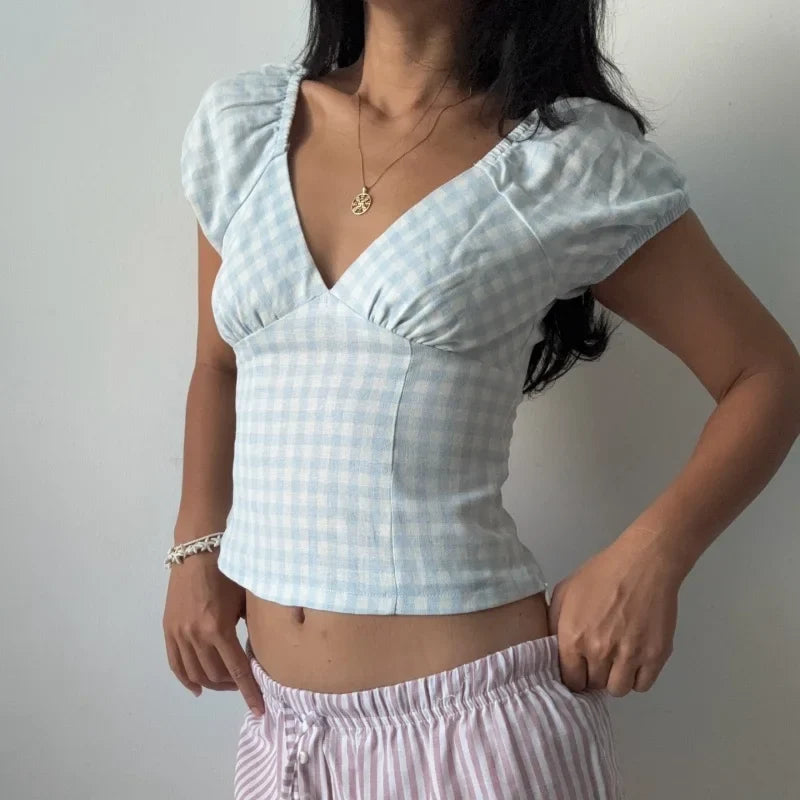 Y2k Gingham Crop Top