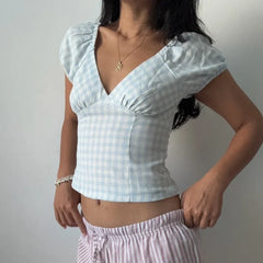 Y2k Gingham Crop Top