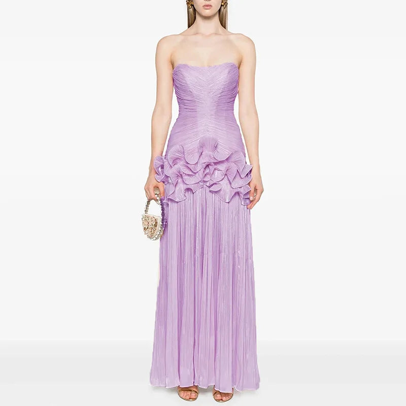 Elegant Solid Color Spliced Folds Slim Dress
