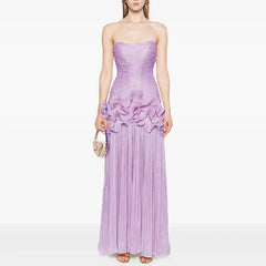 Elegant Solid Color Spliced Folds Slim Dress