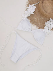 Sexy 3D Flower Strap Bikini Set