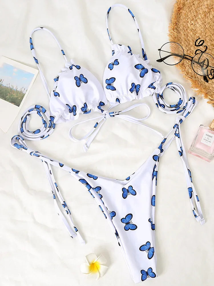Sexy Ruffle Frilled Micro Thong Bikini