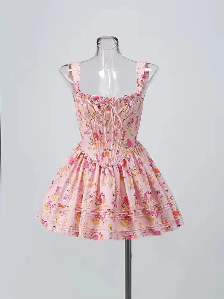 Boho Inspired Floral Print Mini Dress