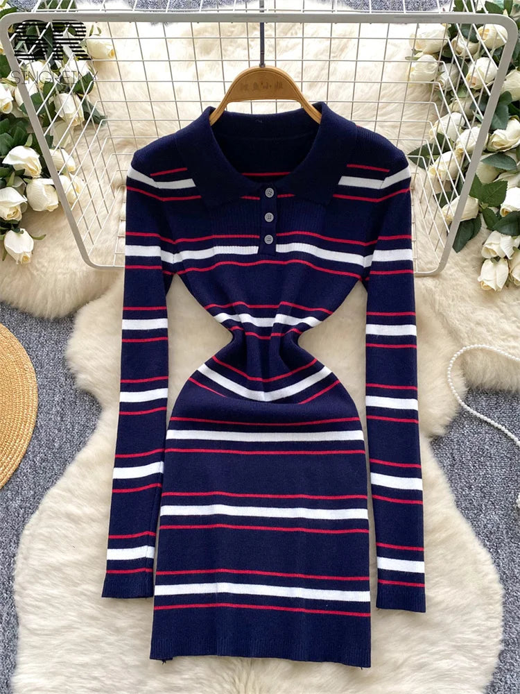 Vintage Stripe Sweater Dress
