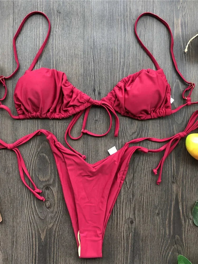 Sexy Ruffle Frilled Micro Thong Bikini